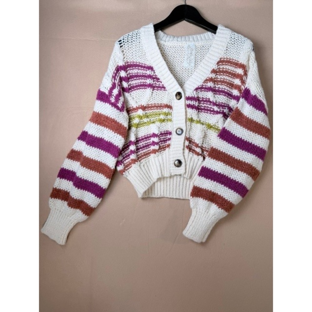 Sadie & Sage Women's Small Ruby Striped Chunky Knit Cardigan Salesman Sample
